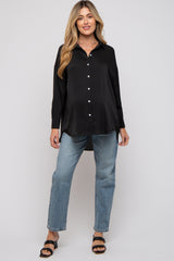 Black Striped Button Up Maternity Top