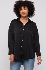 Black Striped Button Up Top