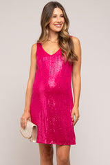 Fuchsia Sequin Sleeveless Maternity Dress