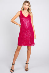 Fuchsia Sequin Sleeveless Maternity Dress