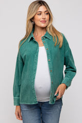 Emerald Green Corduroy Button Up Maternity Top