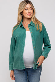 Emerald Green Corduroy Button Up Maternity Top