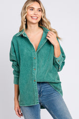 Emerald Green Corduroy Button Up Top