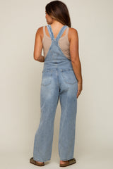 Light Wash Distressed Maternity Overalls