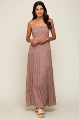 Mauve Ditsy Floral Tiered Maternity Maxi Dress