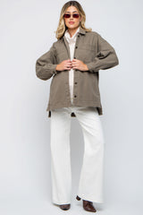 Mocha Denim Button Down Button Down Maternity Jacket