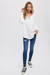 Ivory Lightweight Button Front Tunic Top