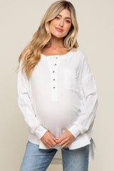 Ivory Lightweight Button Front Maternity Tunic Top