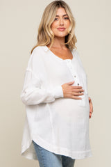 Ivory Lightweight Button Front Maternity Tunic Top