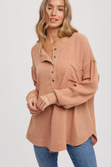 Mocha Lightweight Button Front Tunic