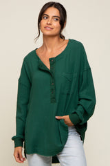 Forest Green Lightweight Button Front Maternity Tunic Top