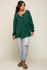 Forest Green Lightweight Button Front Tunic Top