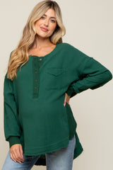 Forest Green Lightweight Button Front Maternity Tunic Top