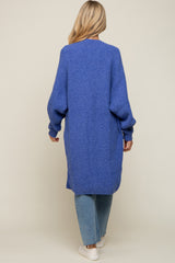 Blue Chunky Waffle Knit Maternity Cardigan