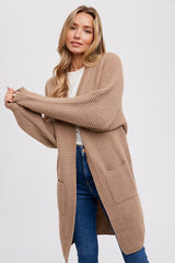 Mocha Chunky Waffle Knit Cardigan