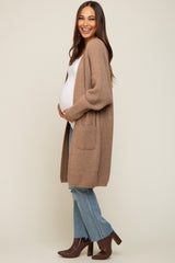 Mocha Chunky Waffle Knit Maternity Cardigan