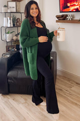 Forest Green Chunky Waffle Knit Maternity Cardigan