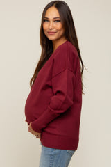 Burgundy Rib Knit Exposed Seam Maternity Sweater