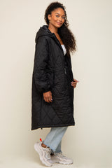 Black Quilted Long Puffer Jacket