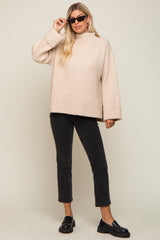 Beige Mock Neck Chunky Knit Sweater