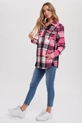 Pink Plaid Shirt Jacket