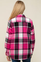 Pink Plaid Maternity Shirt Jacket