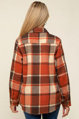 Rust Plaid Maternity Shirt Jacket