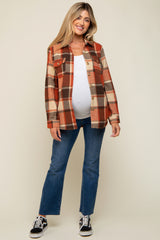 Rust Plaid Maternity Shirt Jacket