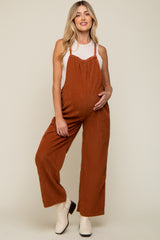 Rust Corduroy Wide Leg Maternity Overalls