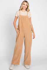 Camel Corduroy Wide Leg Overalls