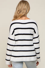 Black Striped Boat Neck Maternity Sweater