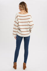 Mocha Striped Boat Neck Sweater