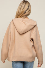 Taupe Zip Up Hooded Maternity Cardigan