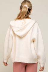 Cream Zip Up Hooded Maternity Cardigan