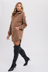 Mocha Fleece Hooded Long Sweater