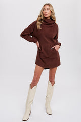 Brown Fleece Hooded Long Maternity Sweater