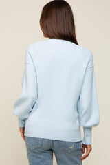 Light Blue Knit Long Sleeve Mock Neck Maternity Top