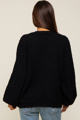 Black Cropped Chunky Open Knit Maternity Cardigan