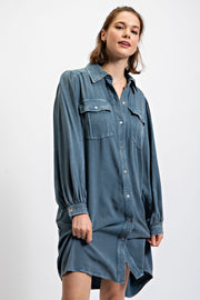 Navy Vintage Wash Shirt Dress