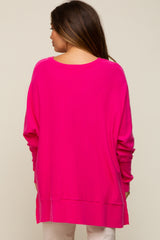 Fuchsia Dolman Sleeve Side Slit Maternity Sweater