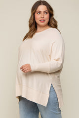 Ivory Dolman Sleeve Side Slit Maternity Plus Sweater