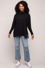 Black Cowl Neck Dolman Sleeve Maternity Sweater