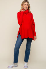 Red Cowl Neck Dolman Sleeve Maternity Sweater