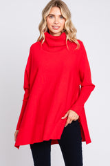 Red Cowl Neck Dolman Sleeve Sweater