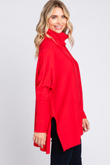 Red Cowl Neck Dolman Sleeve Sweater