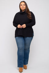 Black Cowl Neck Dolman Sleeve Plus Sweater