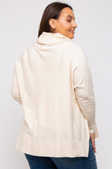 Cream Cowl Neck Dolman Sleeve Plus Sweater