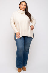 Cream Cowl Neck Dolman Sleeve Plus Sweater