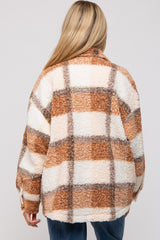 Taupe Textured Plaid Maternity Jacket