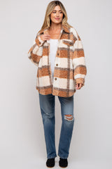 Taupe Textured Plaid Maternity Jacket